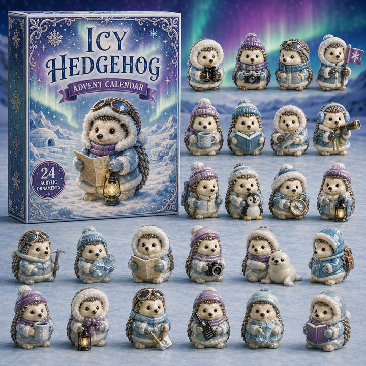 CHRISTMAS KICKOFF 40% OFF - Icy Hedgehog Advent Calendar 2026 - 24-Day Festive Countdown, Acrylic Charms Blind Box - Gift For Hedgehog Lovers AC0TM139