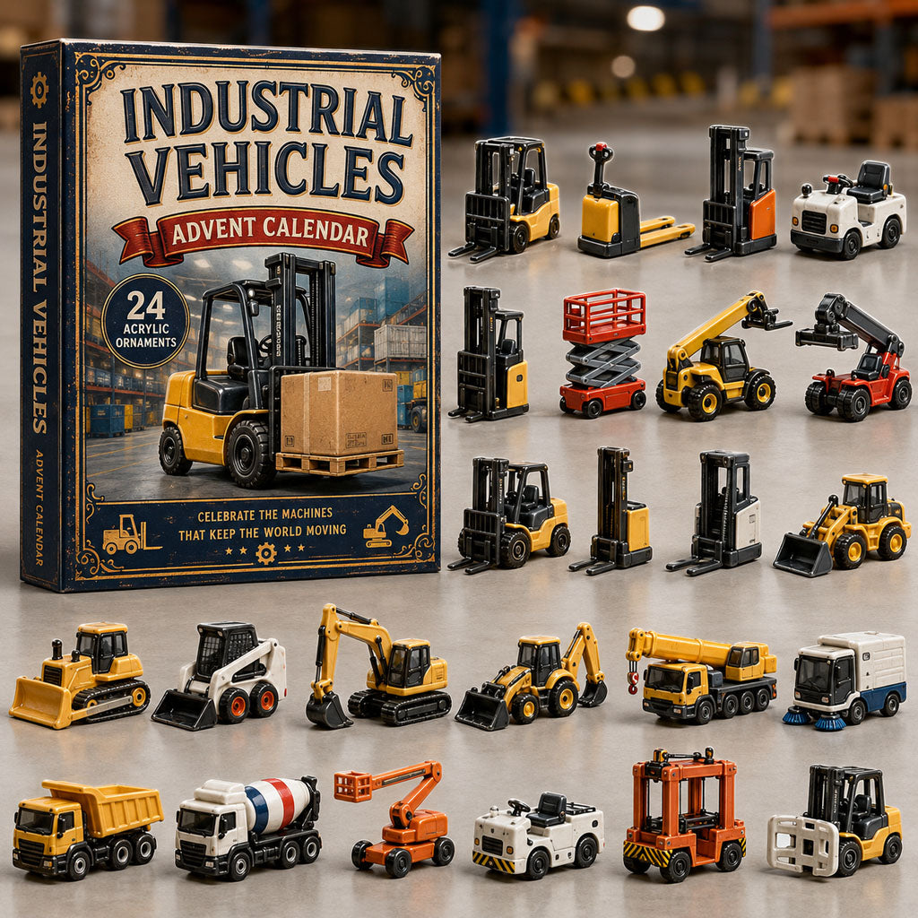 CHRISTMAS KICKOFF 40% OFF - Industrial Vehicles Fleet Advent Calendar 2026 - 24-Day Festive Countdown, Acrylic Charms Blind Box - Gift For Vehicle Lovers AC0TM224
