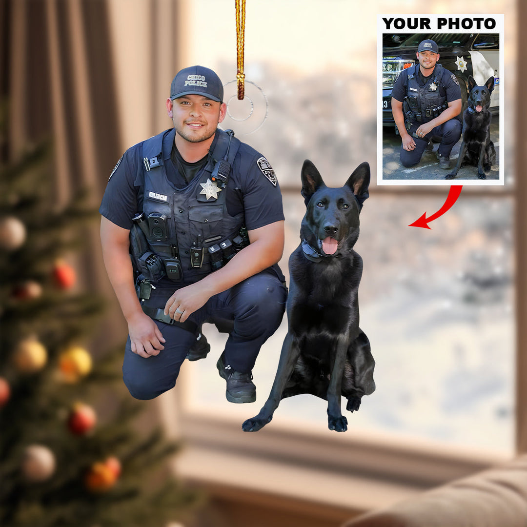 Iron Comrade - Personalized Photo Mica Ornament - Christmas Gift For Policeman