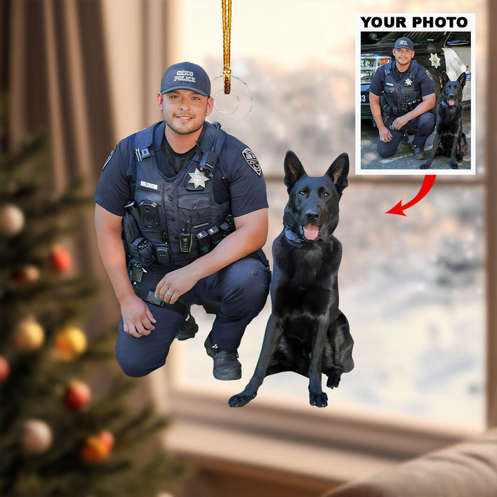 Iron Comrade - Personalized Photo Mica Ornament - Christmas Gift For Policeman