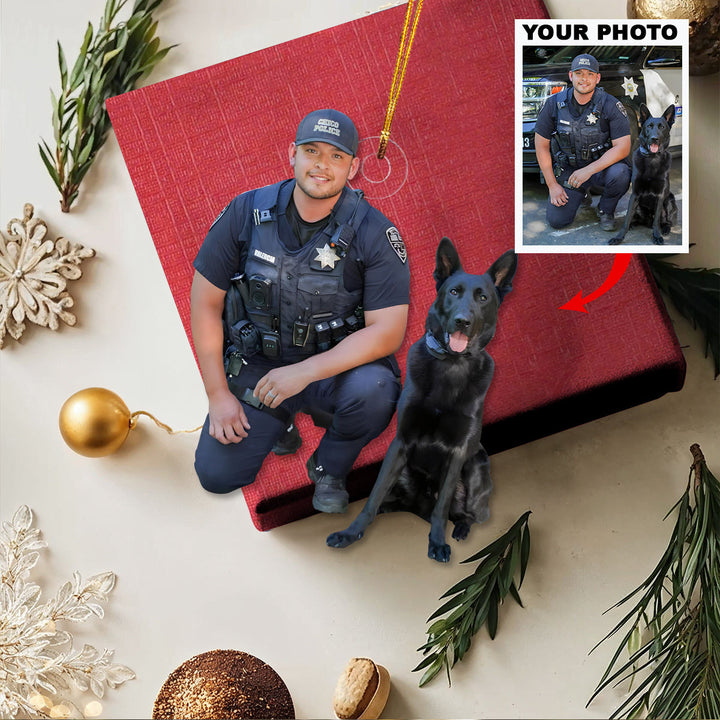 Iron Comrade - Personalized Photo Mica Ornament - Christmas Gift For Policeman