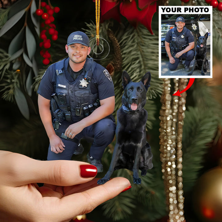 Iron Comrade - Personalized Photo Mica Ornament - Christmas Gift For Policeman