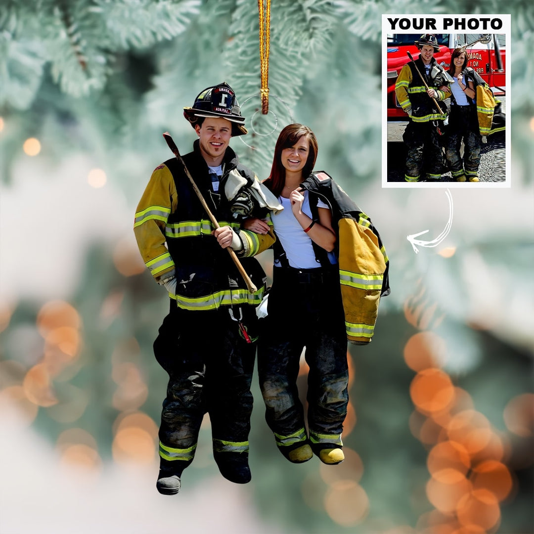 Iron Flame - Personalized Photo Mica Ornament - Christmas Gift For Firefighter