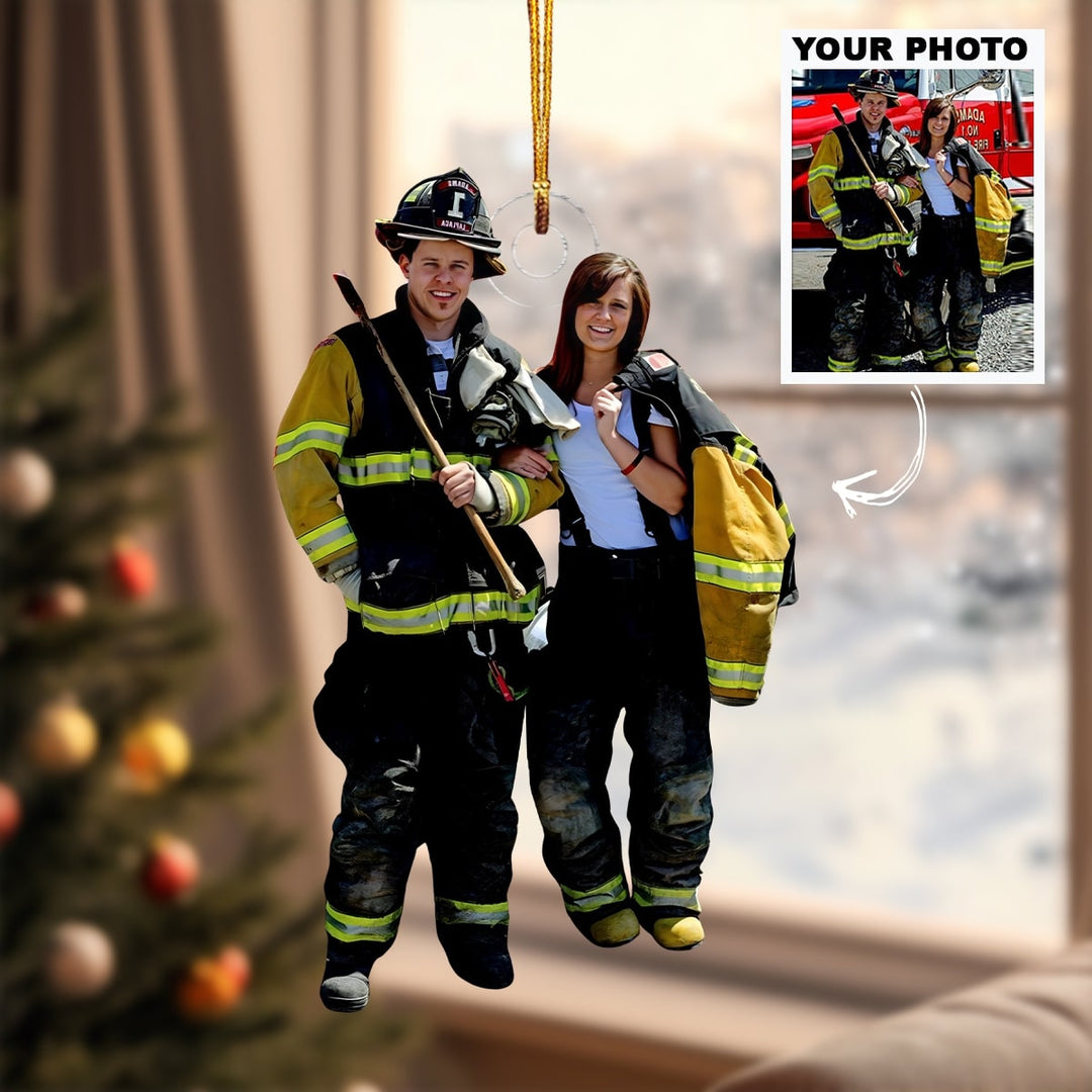 Iron Flame - Personalized Photo Mica Ornament - Christmas Gift For Firefighter