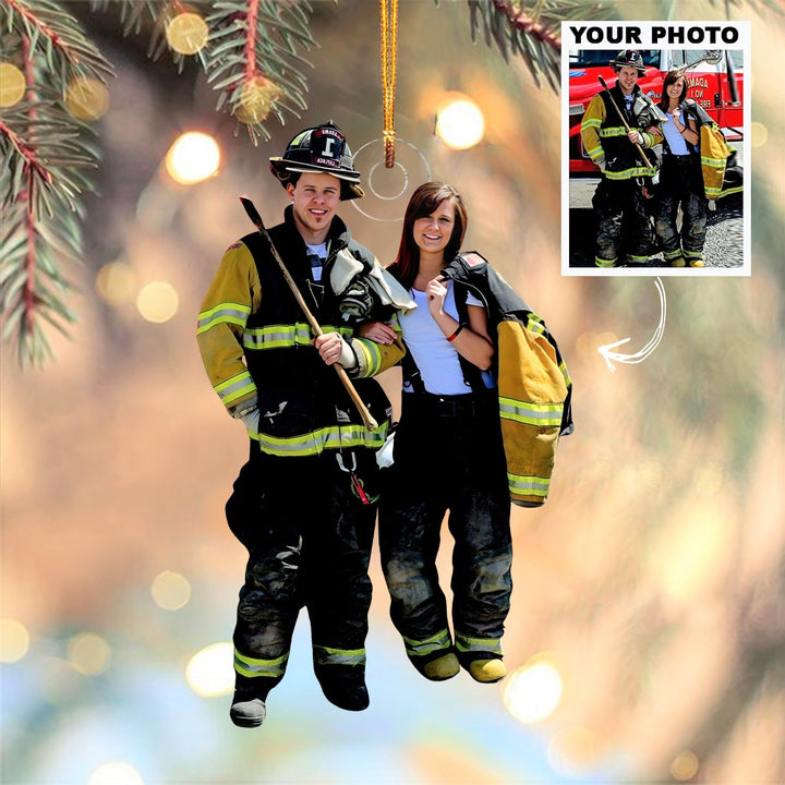 Iron Flame - Personalized Photo Mica Ornament - Christmas Gift For Firefighter