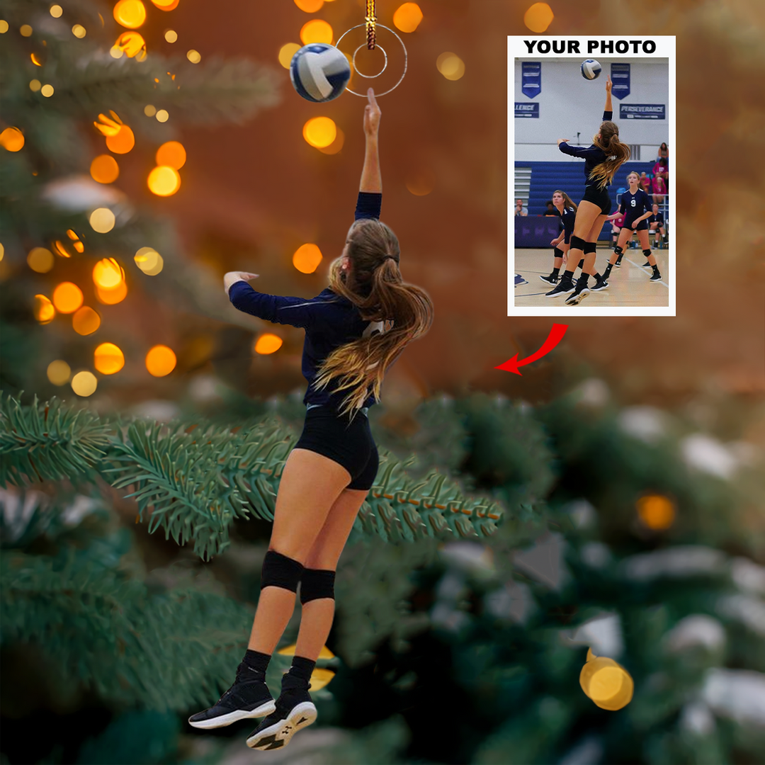 Jump Smash Hero - Personalized Photo Mica Ornament - Christmas Gift For Volleyball Lover, Volleyball Player