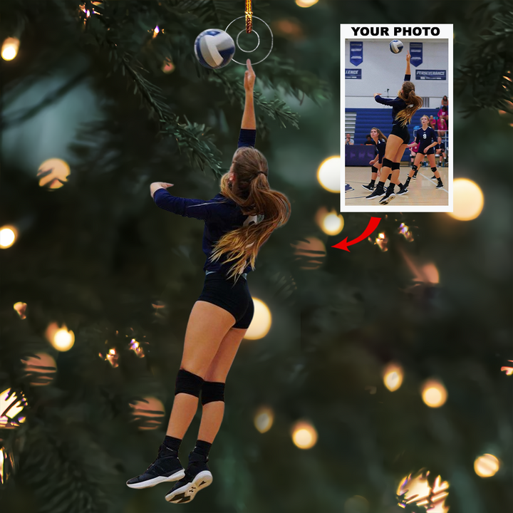 Jump Smash Hero - Personalized Photo Mica Ornament - Christmas Gift For Volleyball Lover, Volleyball Player