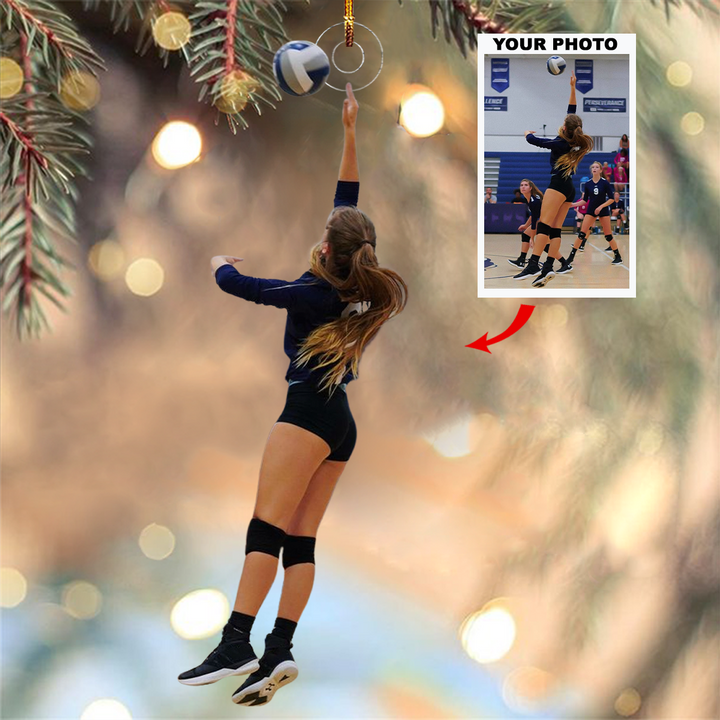 Jump Smash Hero - Personalized Photo Mica Ornament - Christmas Gift For Volleyball Lover, Volleyball Player