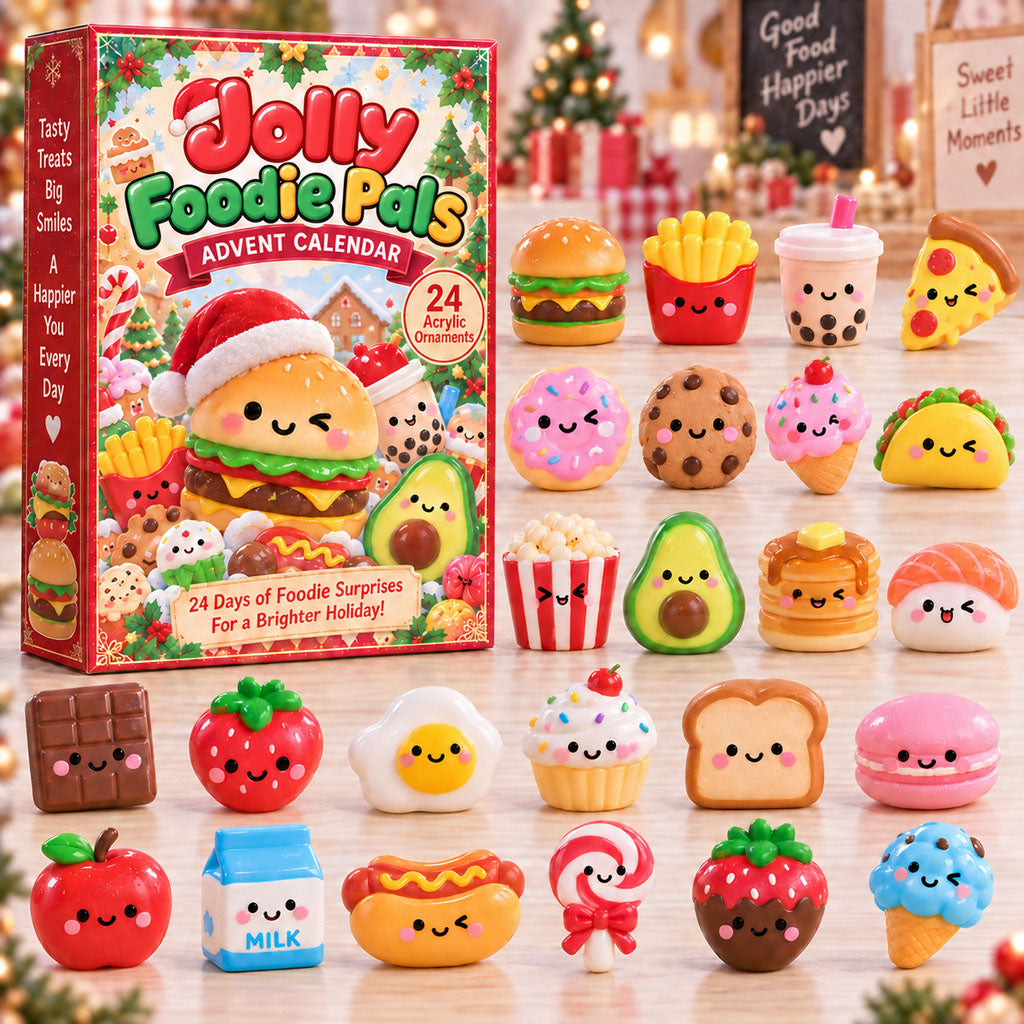 CHRISTMAS KICKOFF 40% OFF - Jolly Foodie Pals Advent Calendar 2026 - 24-Day Festive Countdown, Acrylic Charms Blind Box - Gift For Kids AC0HA318