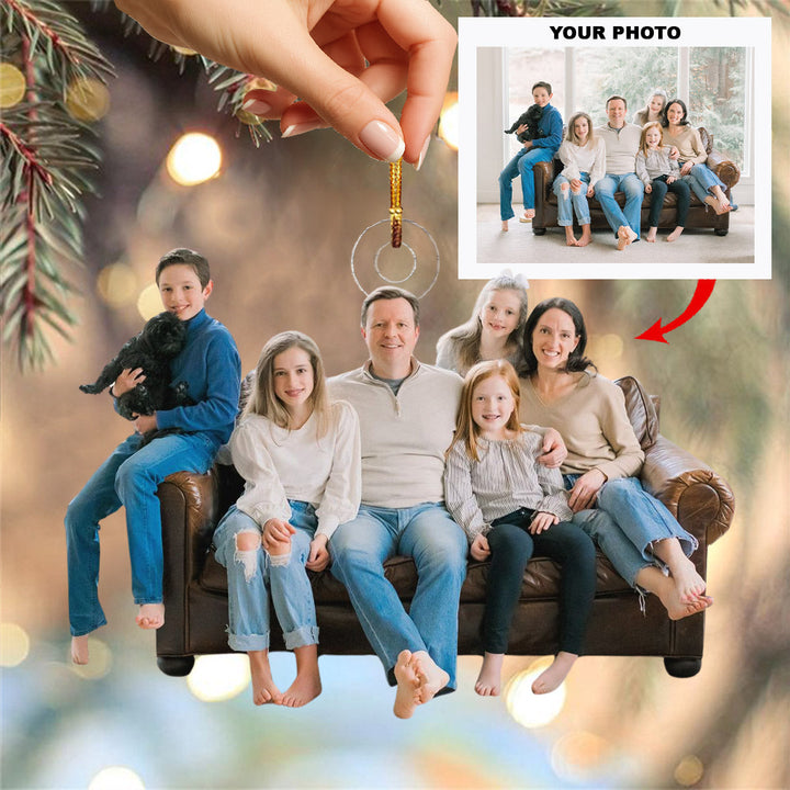 Joyful Family Bond - Personalized Photo Mica Ornament - Christmas Gift For Family Members