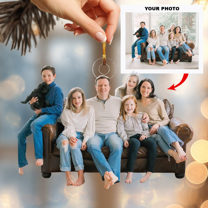 Joyful Family Bond - Personalized Photo Mica Ornament - Christmas Gift For Family Members