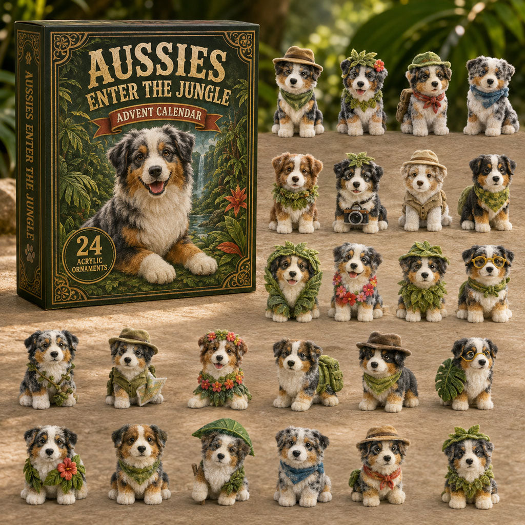 CHRISMAST KICKOFF 40% OFF - Jungle Aussie Dog Advent Calendar 2026 - 24-Day Festive Countdown, Acrylic Charms Blind Box - Gift For Dog Lovers AC0TM102