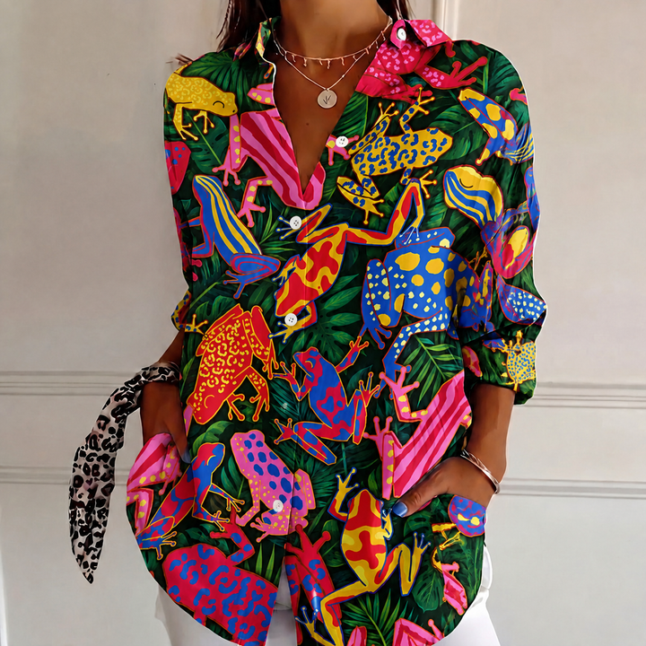 Jungle Frolic Women's Plus Size Casual Shirt Long Sleeve NCU0PT178