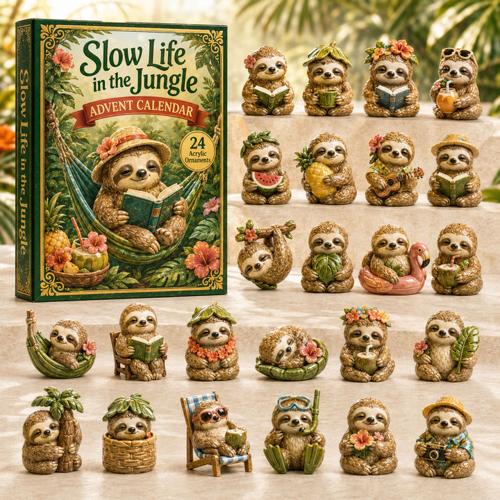 CHRISTMAS KICKOFF 40% OFF - Jungle Slow Life Advent Calendar 2026 - 24-Day Festive Countdown, Acrylic Charms Blind Box - Gift For Sloth Lovers