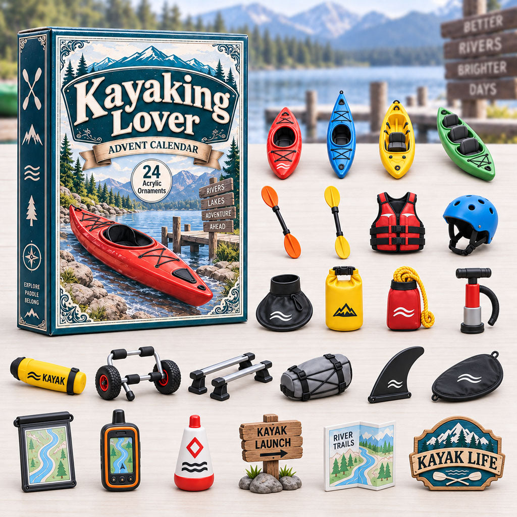CHRISTMAS KICKOFF 40% OFF - Kayaking Lover Advent Calendar 2026 - 24-Day Festive Countdown, Acrylic Charms Blind Box - Gift For Outdoor Hobby Lovers AC0HA261