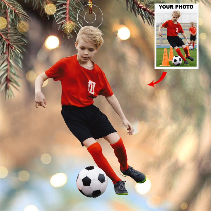 Kickoff Cheer - Personalized Photo Mica Ornament - Gift For Soccer Lovers, Family Members, Friends