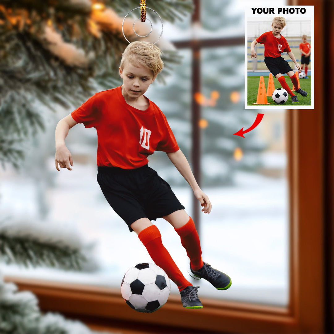 Kickoff Cheer - Personalized Photo Mica Ornament - Gift For Soccer Lovers, Family Members, Friends