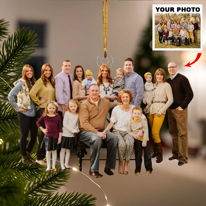 Family Ties - Personalized Photo Mica Ornament - Customized Your Photo Ornament - Christmas Gift For Family