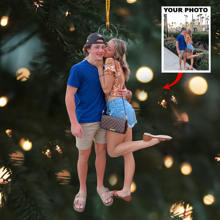 Forever Us - Personalized Photo Mica Ornament - Christmas Gift For Family Members, Couples