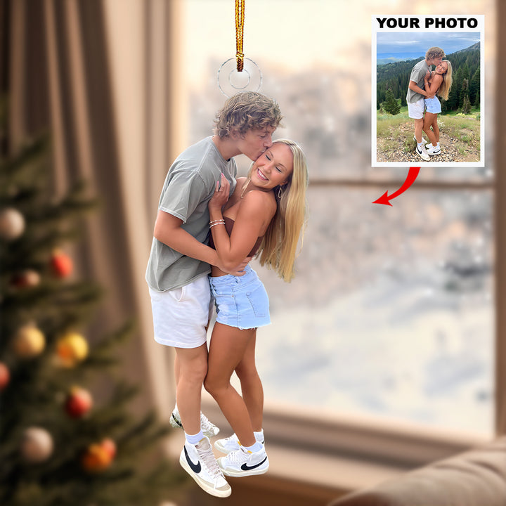 Forever Us - Personalized Photo Mica Ornament - Christmas Gift For Family Members, Couples