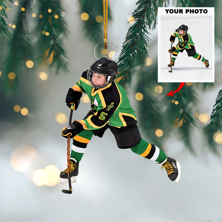 Ice Warrior - Personalized Photo Mica Ornament - Christmas Gift For Ice Hockey Lovers