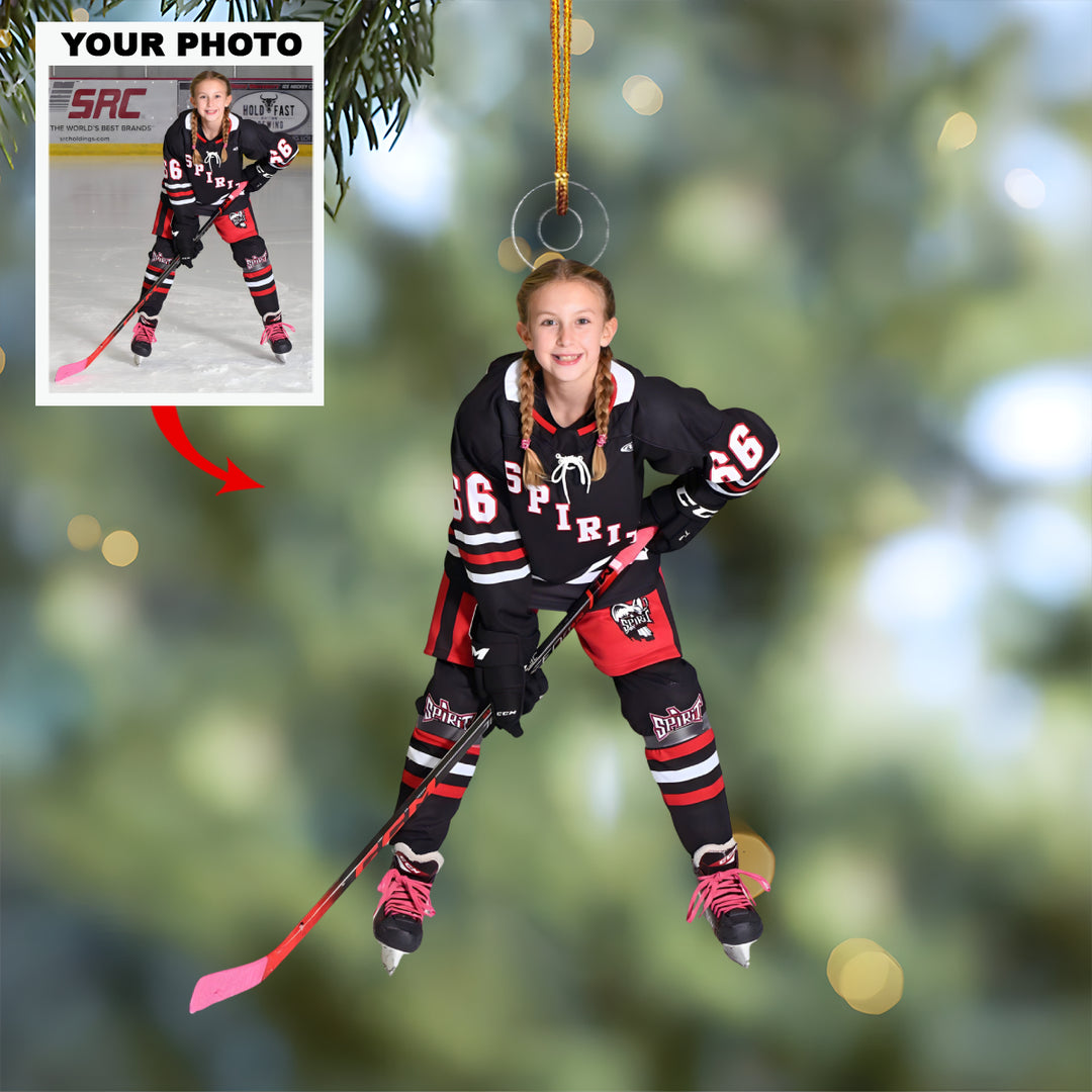 Ice Warrior - Personalized Photo Mica Ornament - Christmas Gift For Ice Hockey Lovers