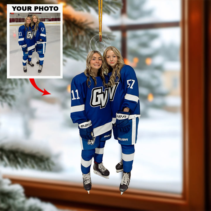 Ice Warrior - Personalized Photo Mica Ornament - Christmas Gift For Ice Hockey Lovers