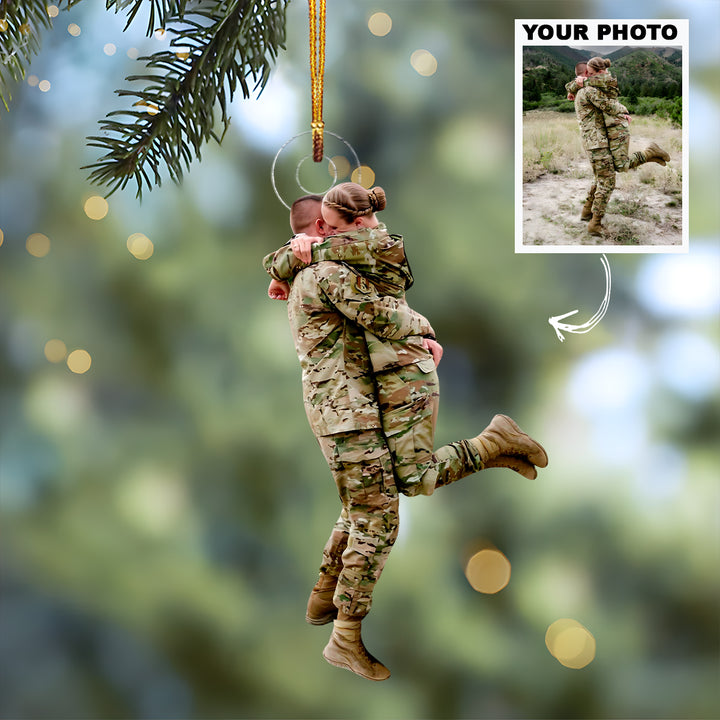 Serving Love - Personalized Photo Mica Ornament - Christmas Gift For Military Couple