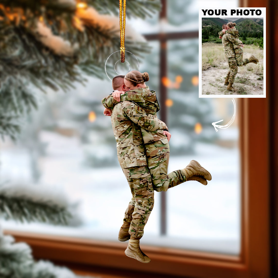 Serving Love - Personalized Photo Mica Ornament - Christmas Gift For Military Couple