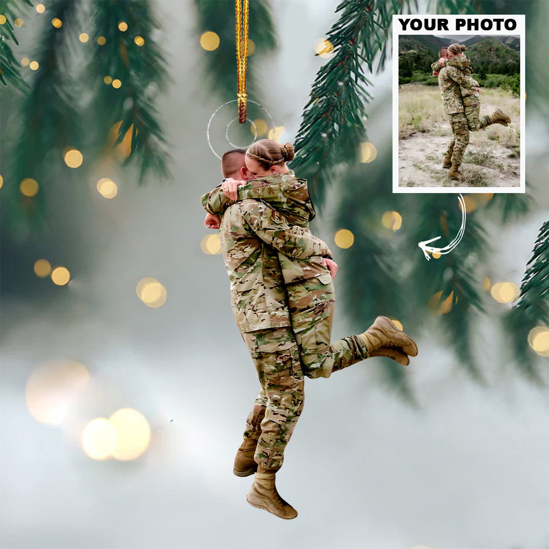 Serving Love - Personalized Photo Mica Ornament - Christmas Gift For Military Couple