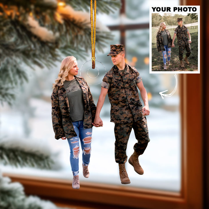 Bound By Service - Personalized Photo Mica Ornament - Christmas Gift For Military Couple