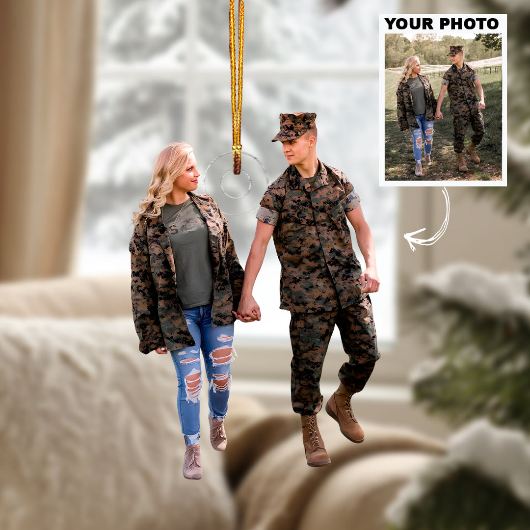 Bound By Service - Personalized Photo Mica Ornament - Christmas Gift For Military Couple