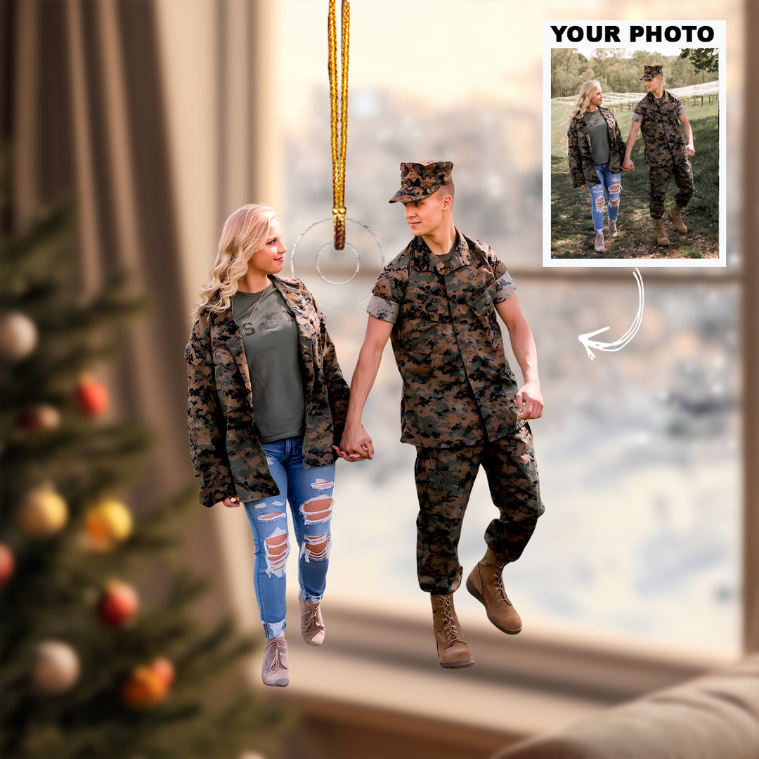 Bound By Service - Personalized Photo Mica Ornament - Christmas Gift For Military Couple