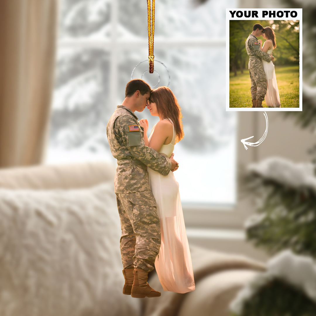 Together In Duty - Personalized Photo Mica Ornament - Christmas Gift For Military Couple
