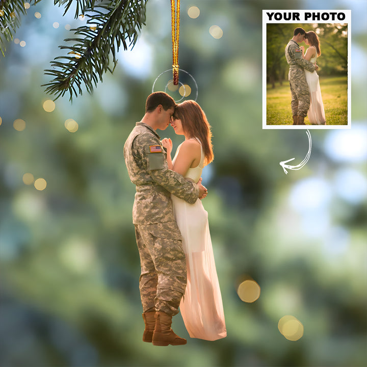 Together In Duty - Personalized Photo Mica Ornament - Christmas Gift For Military Couple
