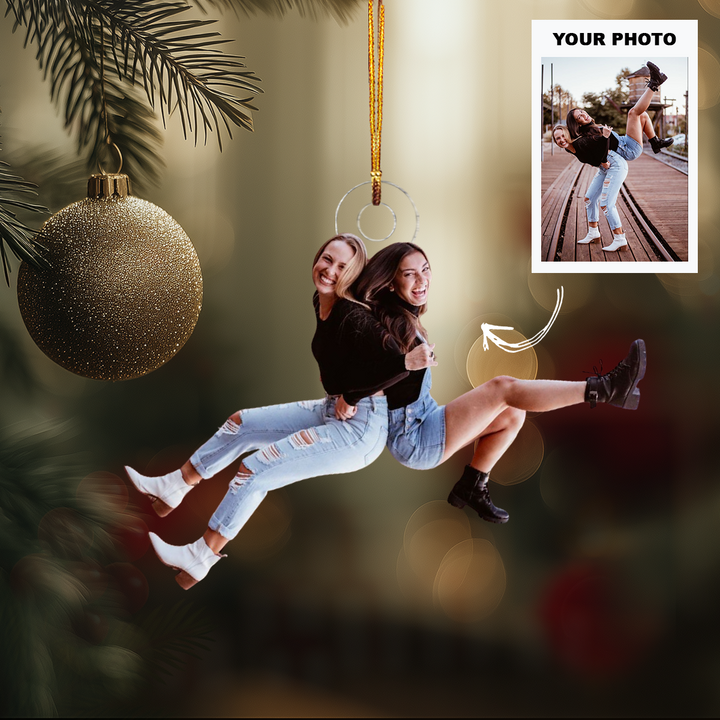 Besties By Heart - Personalized Photo Mica Ornament - Customized Your Photo Ornament - Christmas Gift For Besties