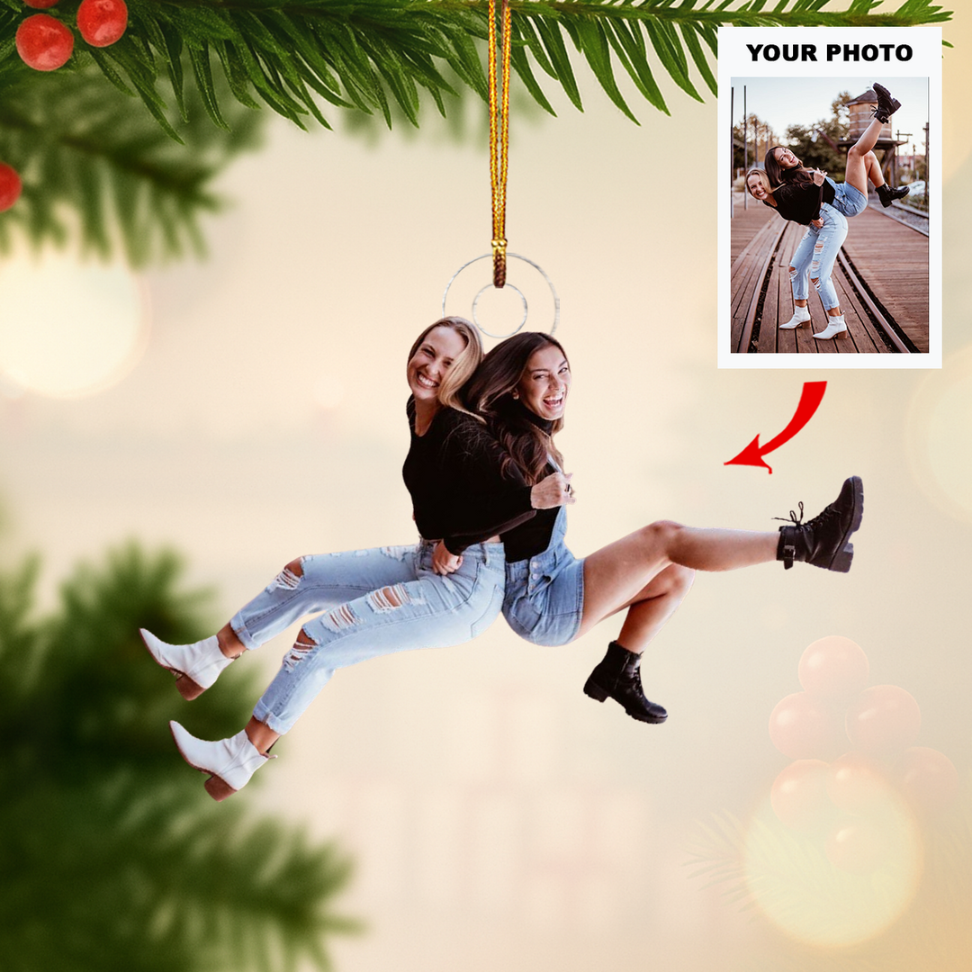Besties By Heart - Personalized Photo Mica Ornament - Customized Your Photo Ornament - Christmas Gift For Besties