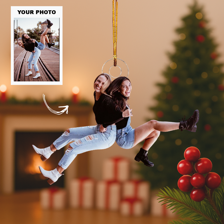 Besties By Heart - Personalized Photo Mica Ornament - Customized Your Photo Ornament - Christmas Gift For Besties