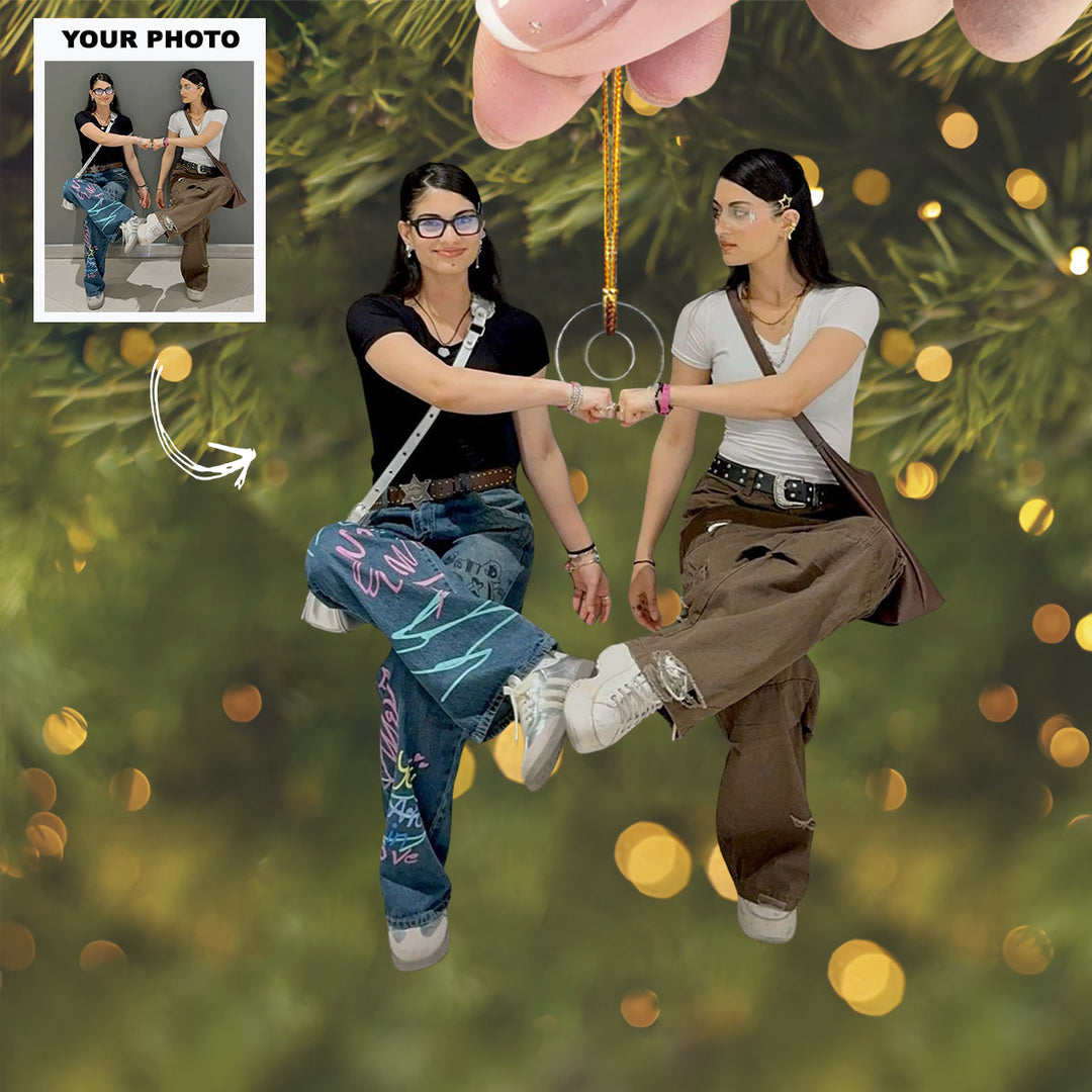 Two Peas In A Pod - Personalized Photo Mica Ornament - Customized Your Photo Ornament - Christmas Gift For Besties