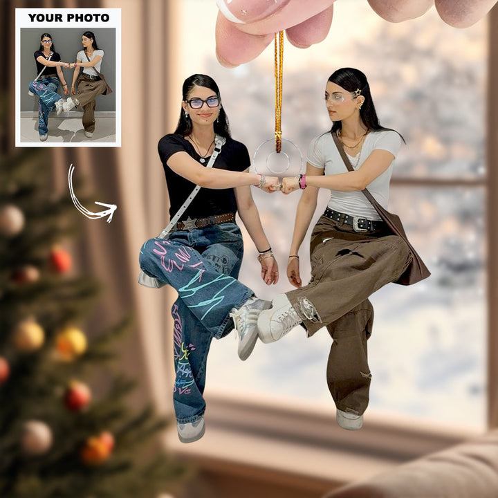Two Peas In A Pod - Personalized Photo Mica Ornament - Customized Your Photo Ornament - Christmas Gift For Besties