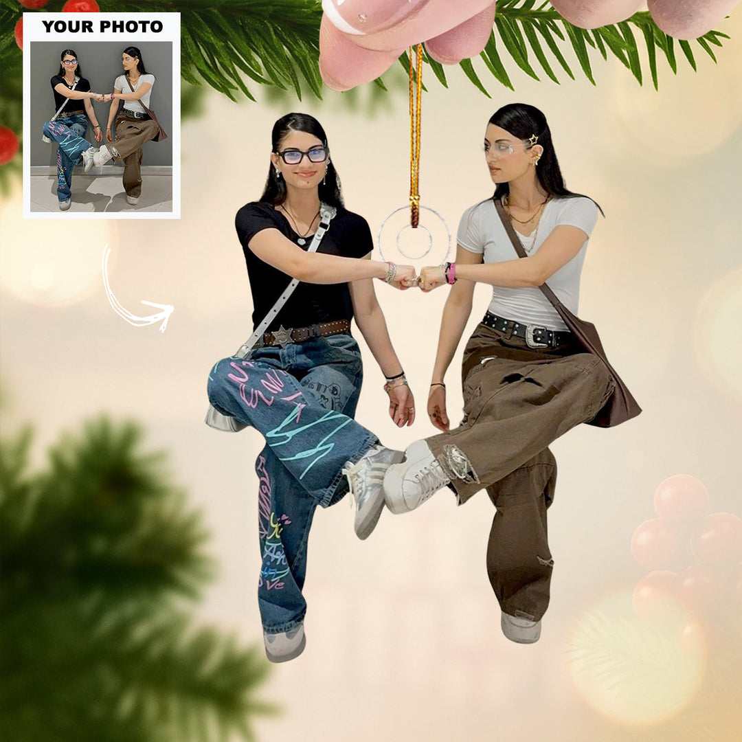 Two Peas In A Pod - Personalized Photo Mica Ornament - Customized Your Photo Ornament - Christmas Gift For Besties