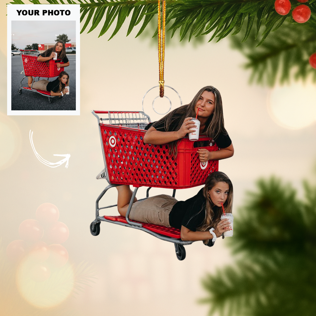 Bestie Vibes Only - Personalized Photo Mica Ornament - Customized Your Photo Ornament - Christmas Gift For Besties