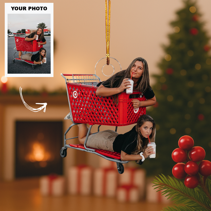 Bestie Vibes Only - Personalized Photo Mica Ornament - Customized Your Photo Ornament - Christmas Gift For Besties