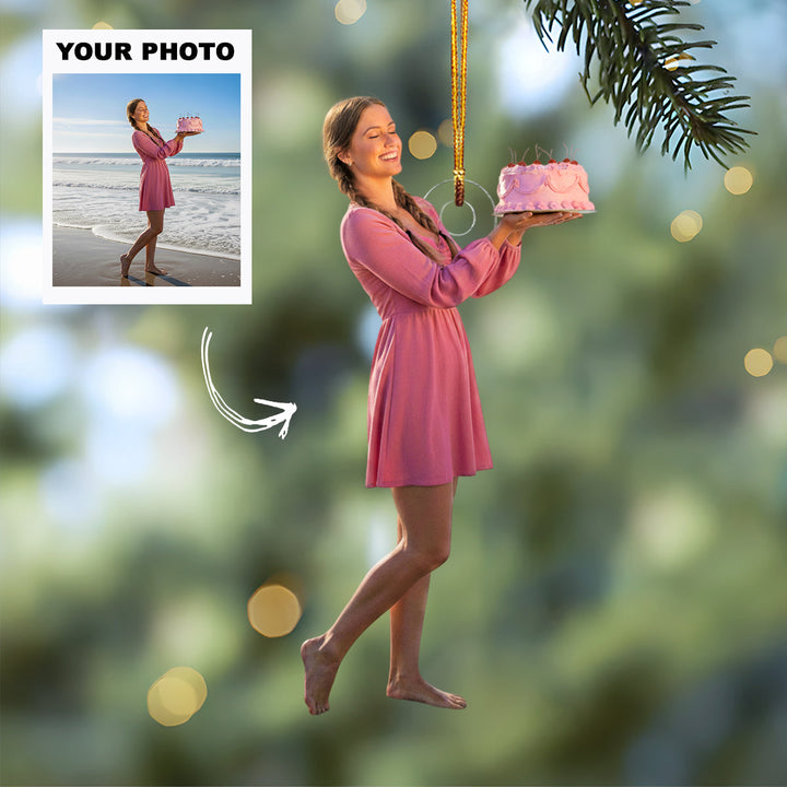 Birthday Sparkle - Personalized Photo Mica Ornament - Customized Your Photo Ornament - Christmas Gift For Friends, Family Members