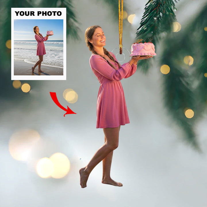 Birthday Sparkle - Personalized Photo Mica Ornament - Customized Your Photo Ornament - Christmas Gift For Friends, Family Members