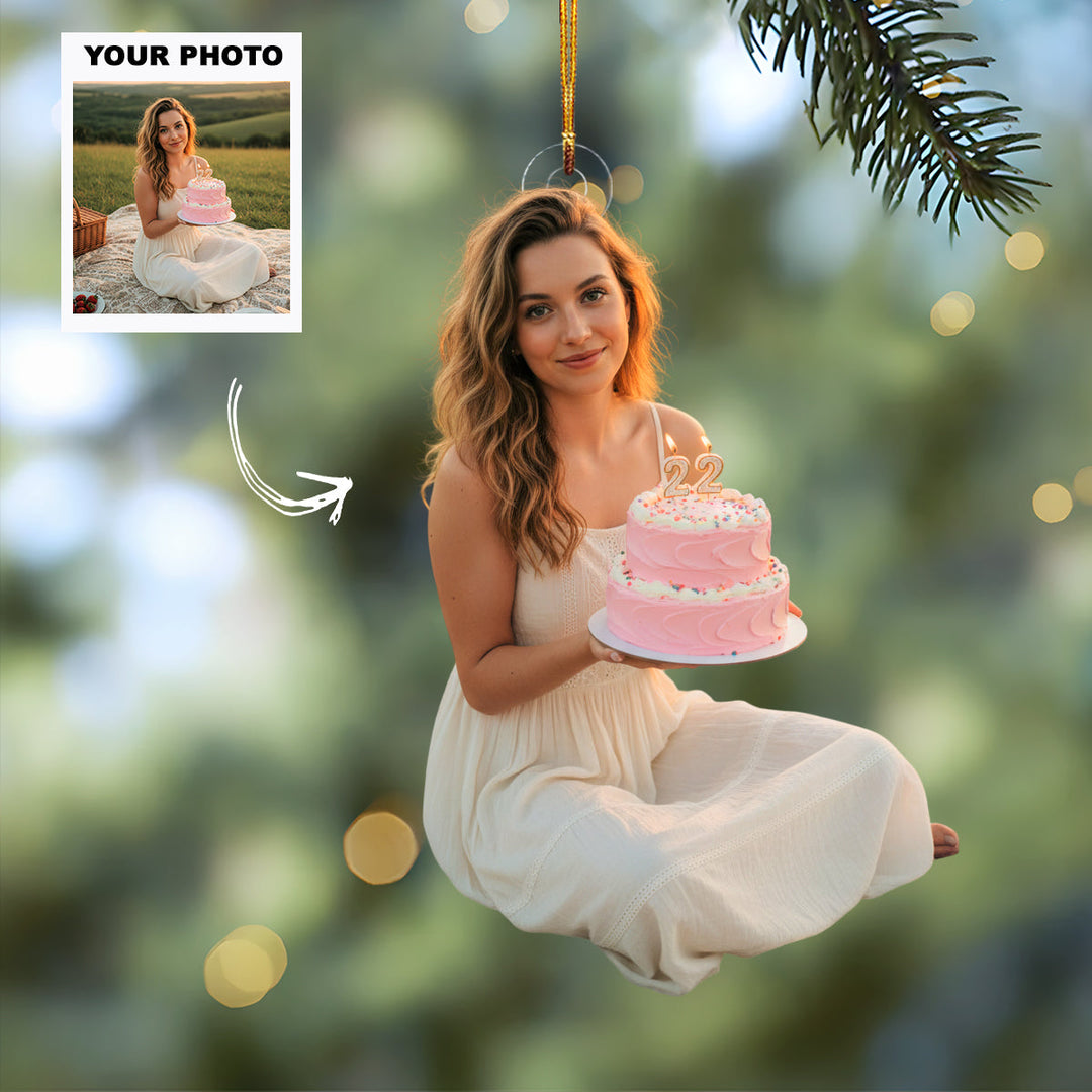 Cake Charm - Personalized Photo Mica Ornament - Customized Your Photo Ornament - Christmas Gift For Friends, Family Members