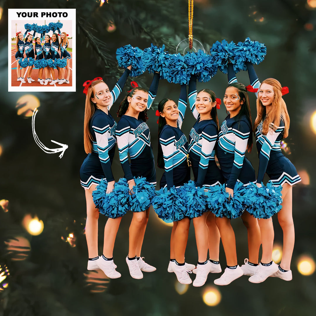 Sparkle Cheer - Personalized Photo Mica Ornament - Customized Your Photo Ornament - Christmas Gift For Cheerleaders