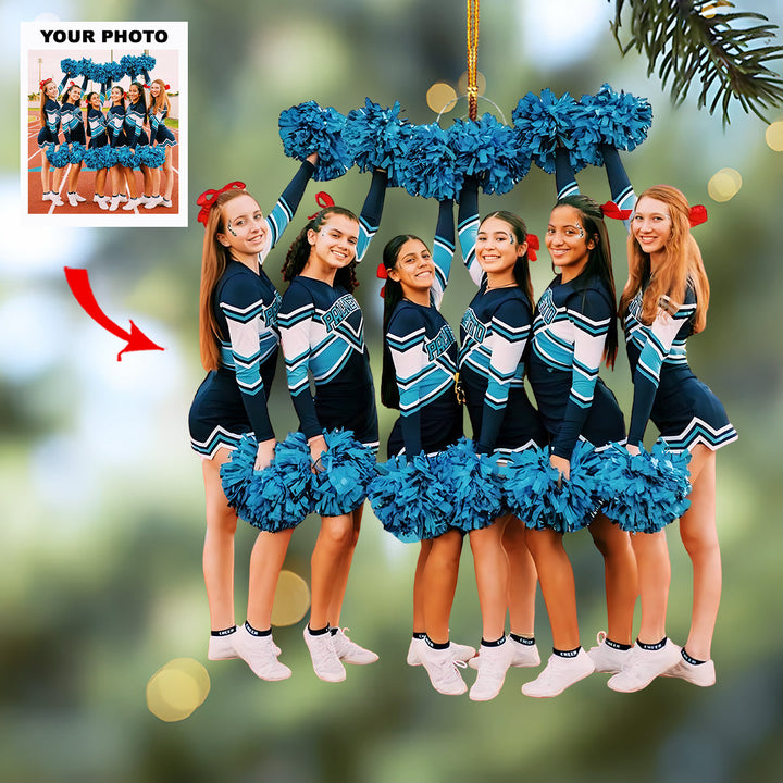 Sparkle Cheer - Personalized Photo Mica Ornament - Customized Your Photo Ornament - Christmas Gift For Cheerleaders