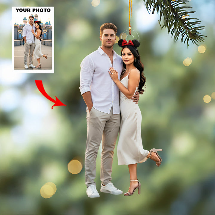 Golden Vows - Personalized Photo Mica Ornament - Customized Your Photo Ornament - Christmas Gift For Couple