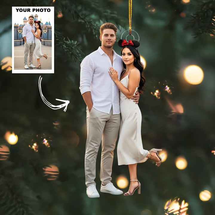 Golden Vows - Personalized Photo Mica Ornament - Customized Your Photo Ornament - Christmas Gift For Couple